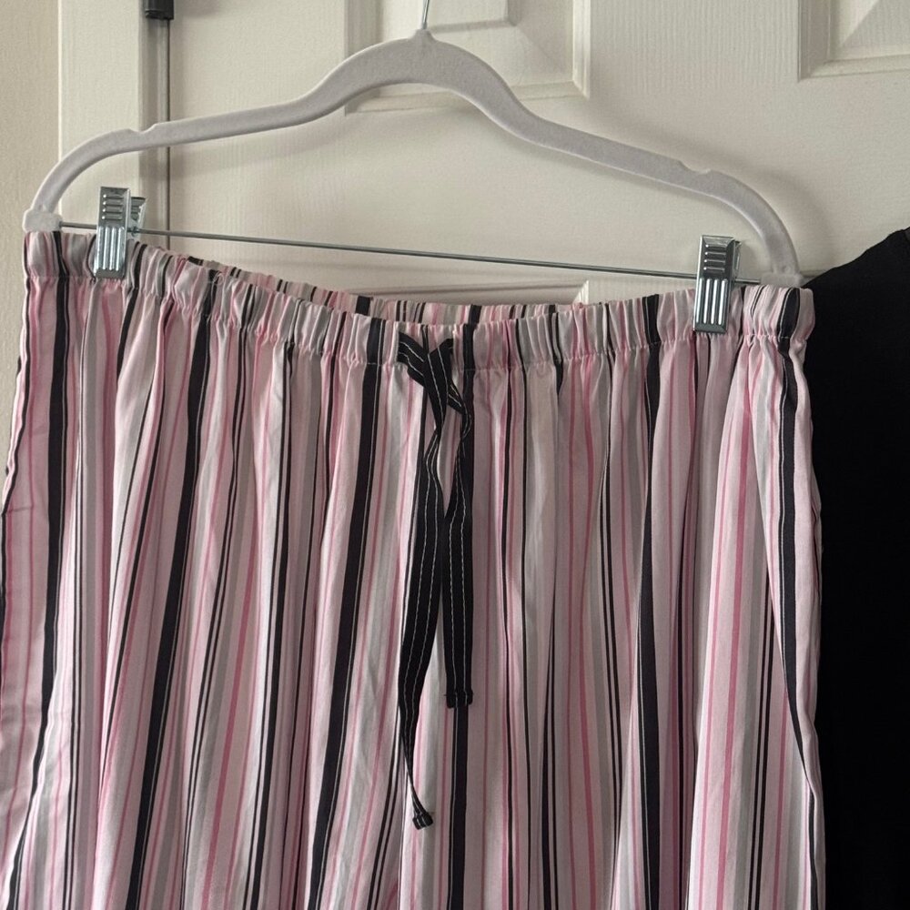 Charter Club Womens Intimates Sleepwear Black Top Pink Black Striped Pants 2X - Picture 5 of 15